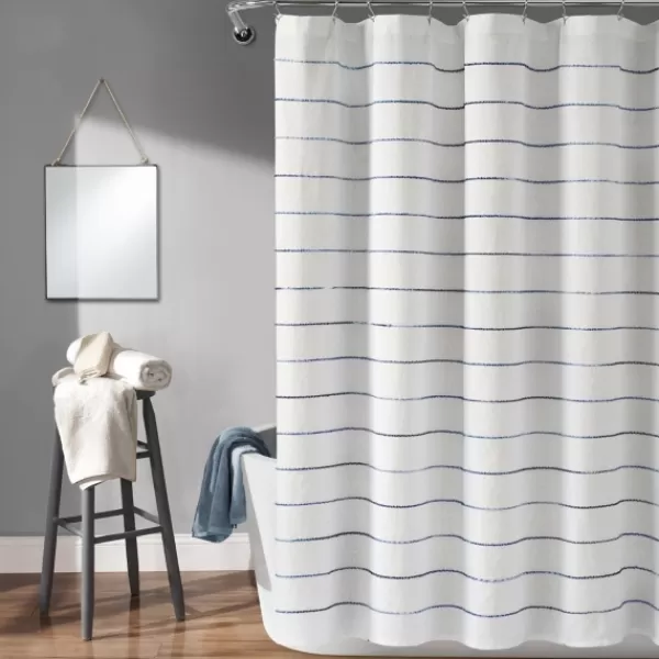 Shower Curtains-Kirkland's Home Navy Stripe Ombre Shower Curtain Blue