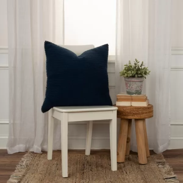 Pillows-Kirkland's Home Navy Subtle Striped Oversized Pillow Blue