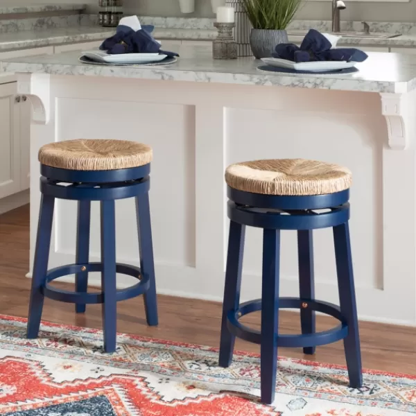 Bar Stools & Counter Height Stools-Kirkland's Home Navy Swivel Frame Counter Stool Blue