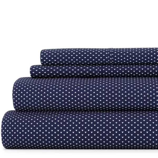 Bed Sheets-Kirkland's Home Navy Tiny Hearts 3-Pc. Twin Sheet Set Blue