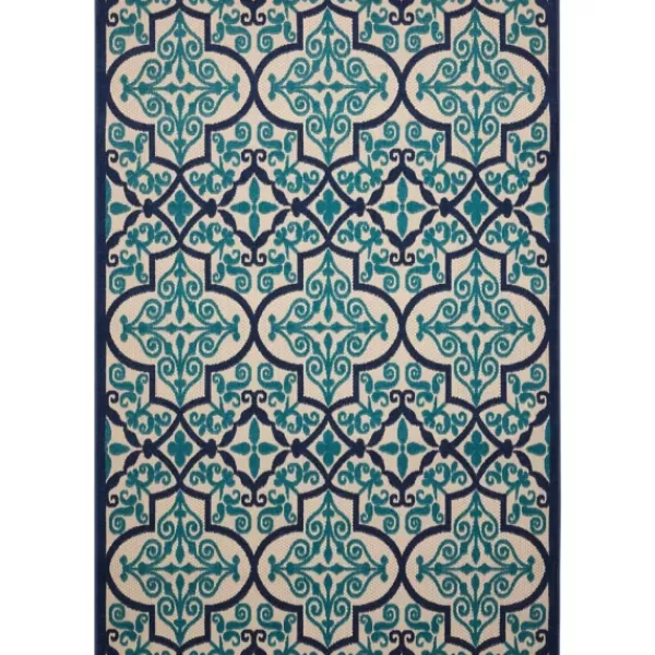 Outdoor Rugs-Kirkland's Home Navy Trellis Outdoor Area Rug, 5X7 Blue