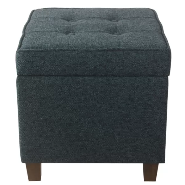 Benches & Ottomans-Kirkland's Home Navy Tufted Upholstered Storage Ottoman Blue