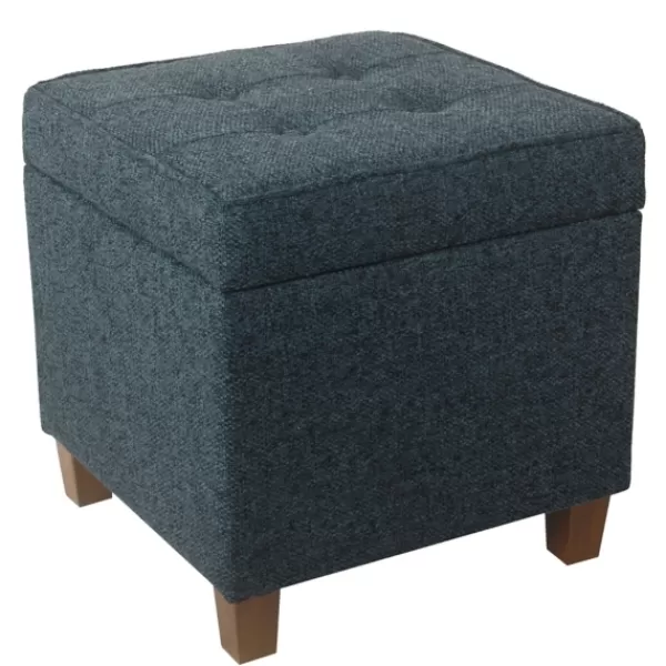 Benches & Ottomans-Kirkland's Home Navy Tufted Upholstered Storage Ottoman Blue