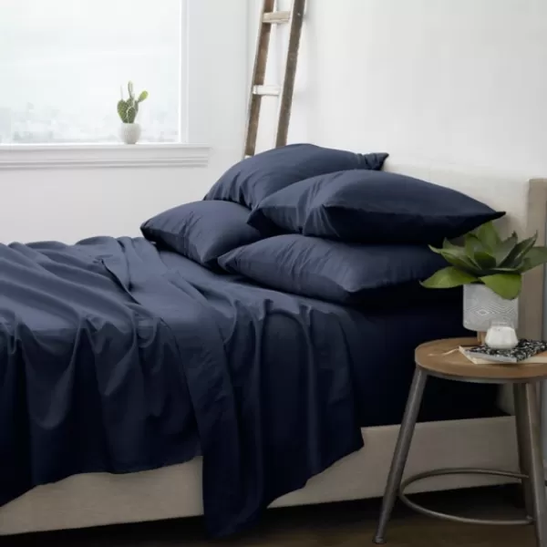 Bed Sheets-Kirkland's Home Navy Ultra Soft 6-Pc. Queen Sheet Set Blue