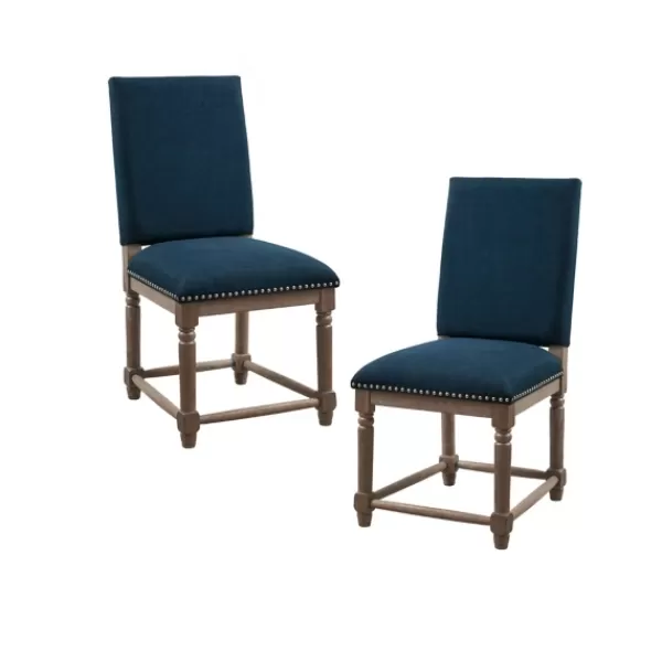 Dining Chairs-Kirkland's Home Navy Upholstered Wood Dining Chairs, Set Of 2 Blue