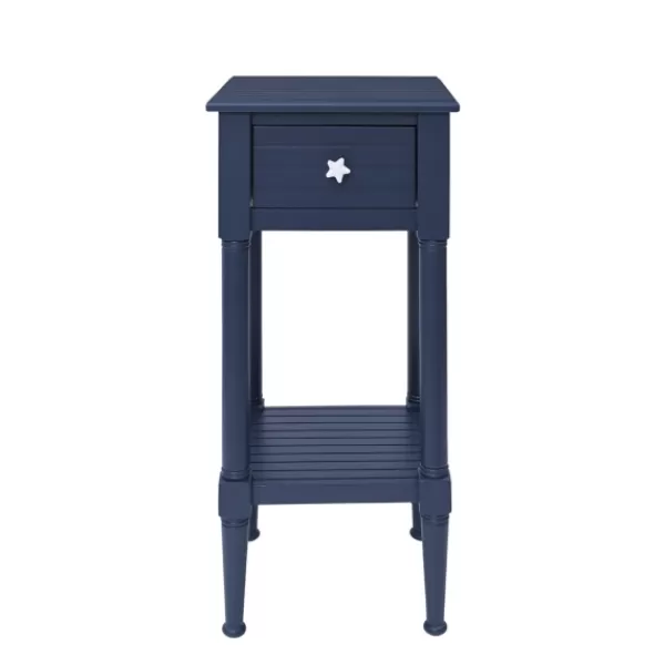 Accent & End Tables-Kirkland's Home Navy Wood Coastal Compact Accent Table Blue