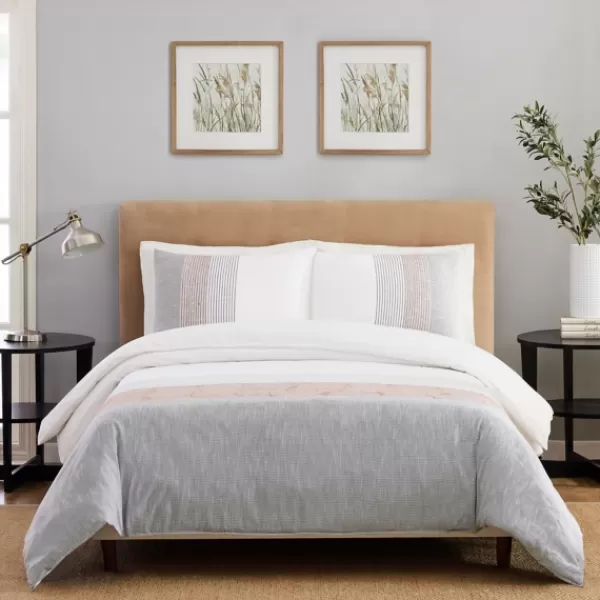 Duvets-Kirkland's Home Neapolitan Gray 3-Pc. King Duvet Set Gray/White/Pink