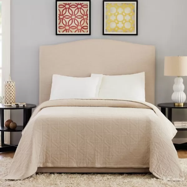 Bedspreads & Coverlets-Kirkland's Home Neutral Maren Full/Queen Bed Blanket Tan