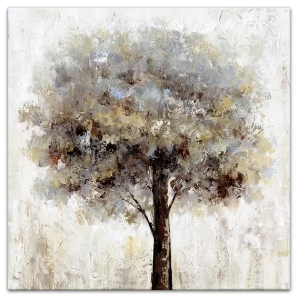 Canvas Art-Kirkland's Home Neutral Painted Tree Square Canvas Art Print Tan