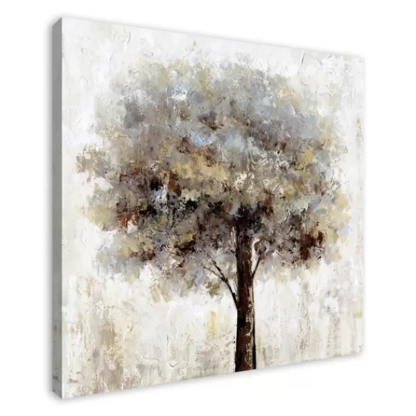 Canvas Art-Kirkland's Home Neutral Painted Tree Square Canvas Art Print Tan