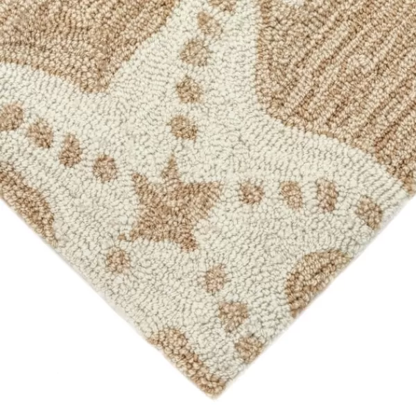 Outdoor Rugs-Kirkland's Home Neutral Starfish Outdoor Area Rug, 5X7 Tan/White