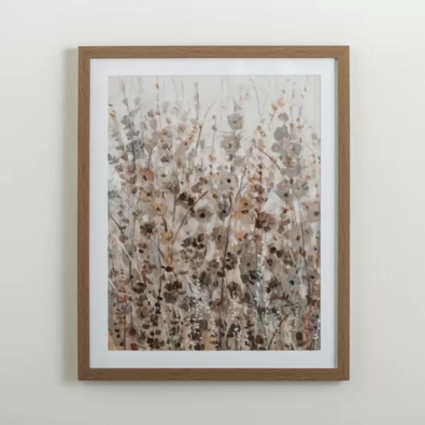 Framed Art-Kirkland's Home Neutral Wildflowers I Framed Art Print Gray/White/Brown