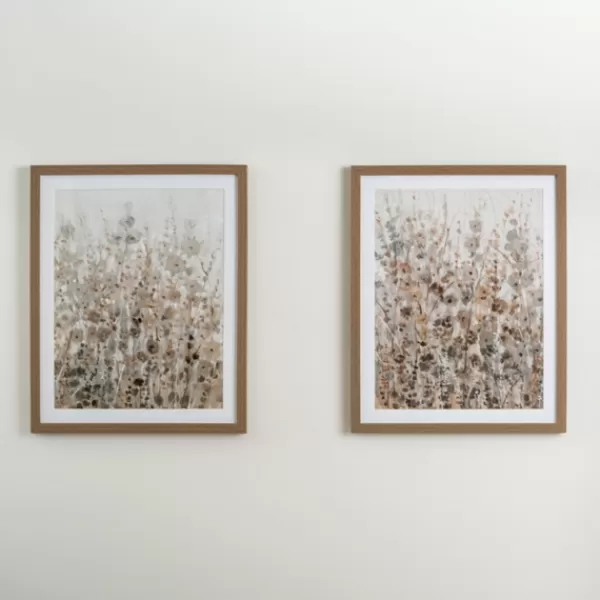 Framed Art-Kirkland's Home Neutral Wildflowers I Framed Art Print Gray/White/Brown