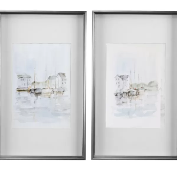 Framed Art-Kirkland's Home New England Port Framed Art Prints, Set Of 2 White/Gray