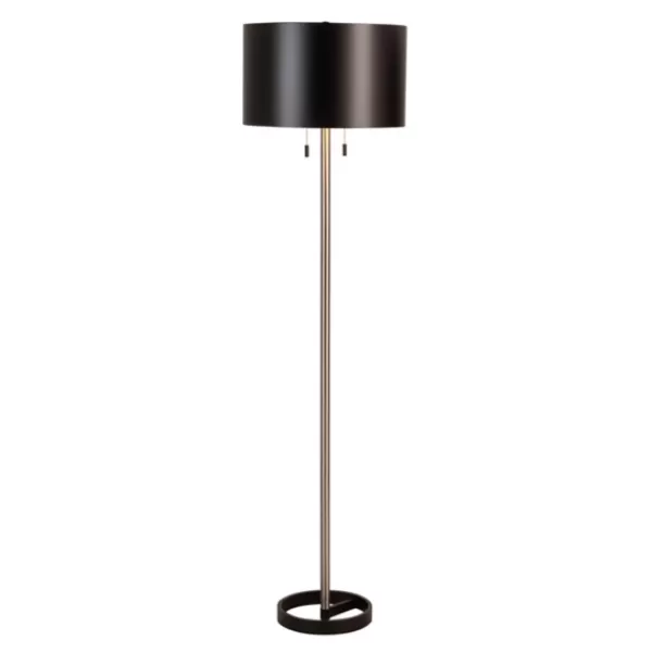 Floor Lamps-Kirkland's Home Nickel And Metal Shade Floor Lamp Black