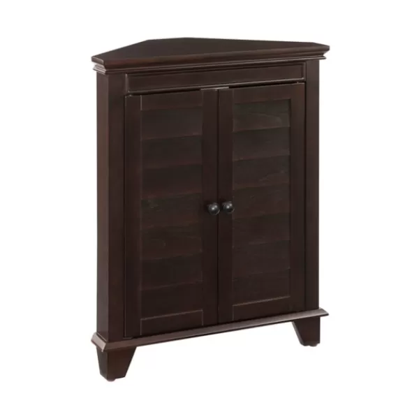 Bathroom Furniture-Kirkland's Home Nikki Dark Wooden Corner Cabinet Brown