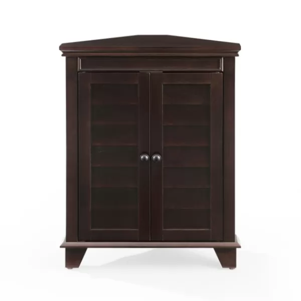 Bathroom Furniture-Kirkland's Home Nikki Dark Wooden Corner Cabinet Brown