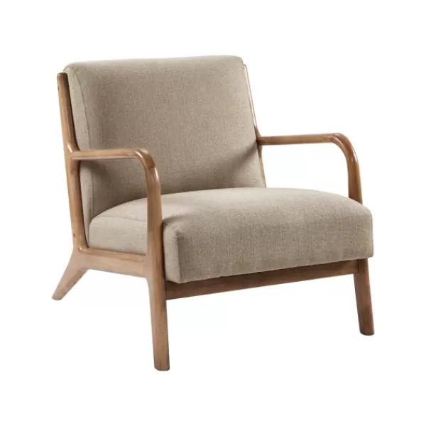 Accent Chairs-Kirkland's Home Nolan Cream Mid-Century Accent Chair Tan