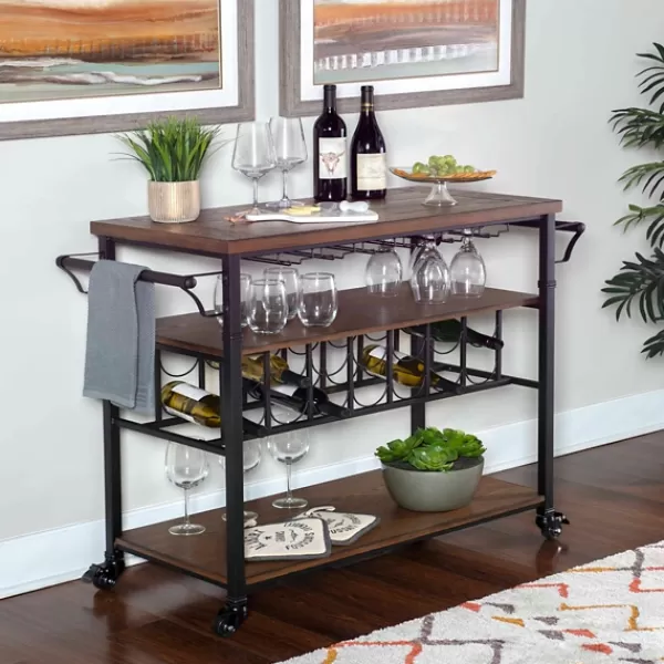 Kitchen Islands & Bar Carts-Kirkland's Home Norcross Industrial Rolling Bar Cart