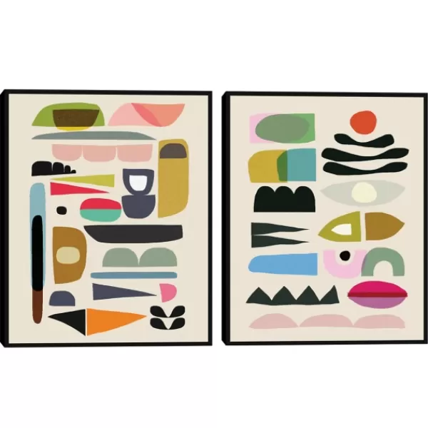 Framed Art-Kirkland's Home Nordic Glam Framed Canvas Art Prints, Set Of 2 Ivory/Multi