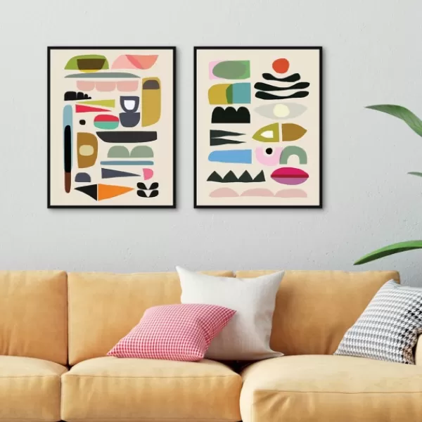 Framed Art-Kirkland's Home Nordic Glam Framed Canvas Art Prints, Set Of 2 Ivory/Multi