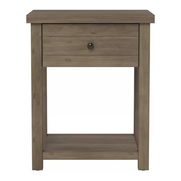 Accent & End Tables-Kirkland's Home Oak Bailie Wooden Side Table Brown