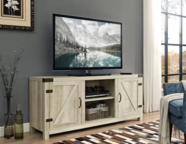 Tv Stands & Media Consoles-Kirkland's Home Oak Barn Doors Tv Stand White