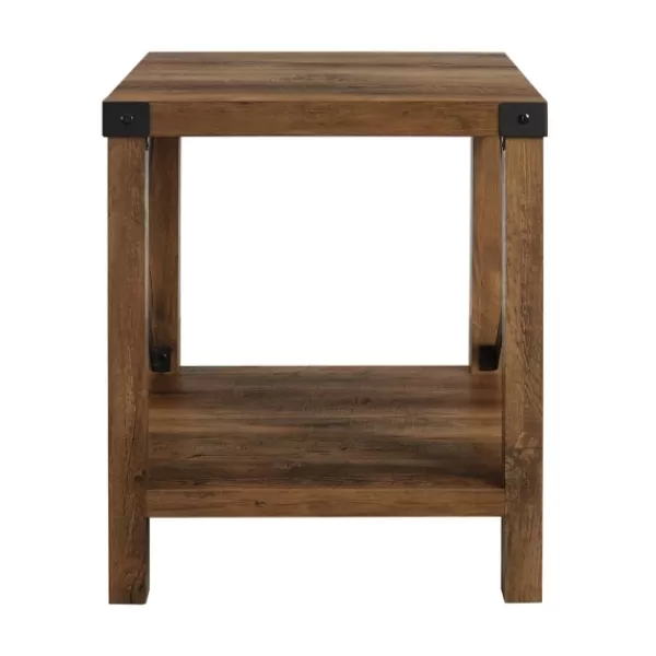 Accent & End Tables-Kirkland's Home Oak Industrial X-Frame Accent Table Brown