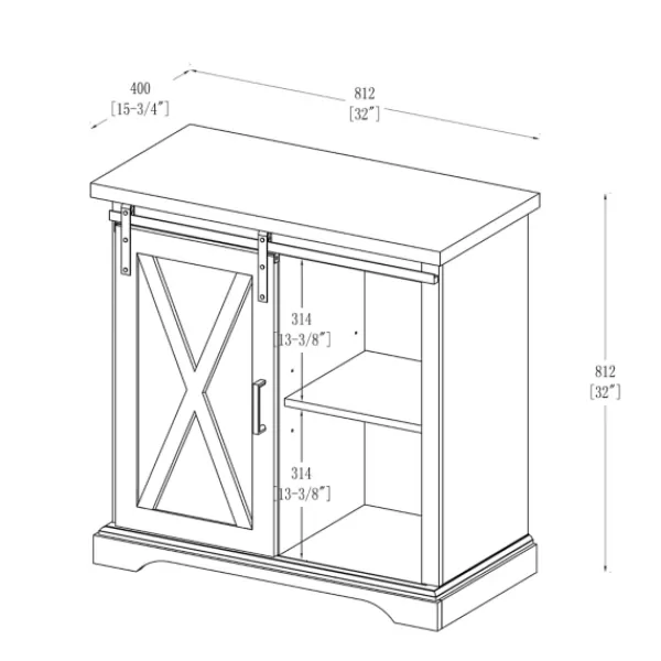 Cabinets & Sideboards-Kirkland's Home Oak Sliding Barn Door Cabinet White