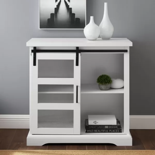 Accent & End Tables-Kirkland's Home Oak Sliding Door Cabinet White