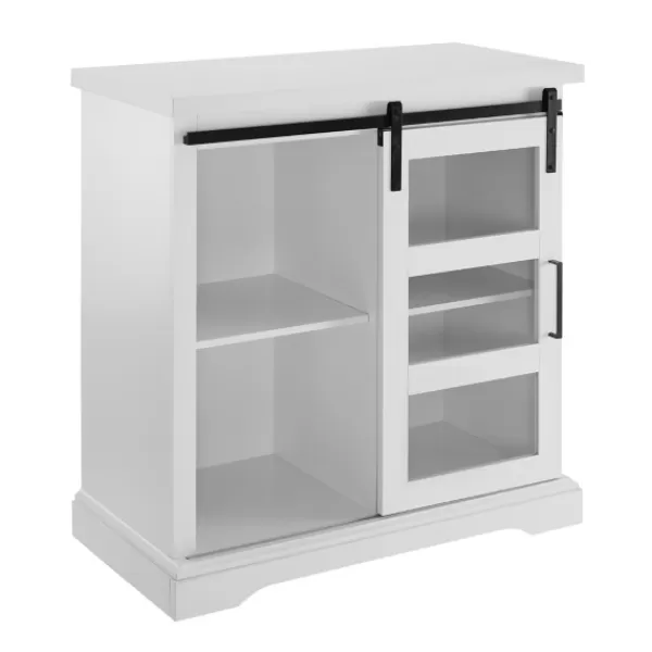 Accent & End Tables-Kirkland's Home Oak Sliding Door Cabinet White