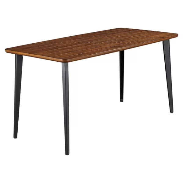 Dining Tables-Kirkland's Home Oak Wood And Metal Dining Table Brown