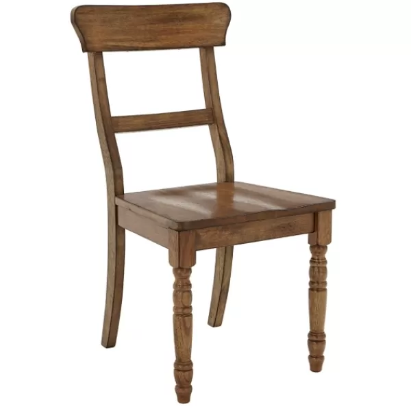 Dining Chairs-Kirkland's Home Oak Wood Ladder Back Dining Chairs, Set Of 2 Brown