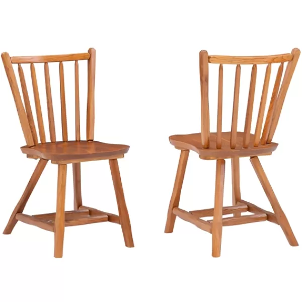 Dining Chairs-Kirkland's Home Oak Wood Spindle Back Dining Chairs, Set Of 2 Brown