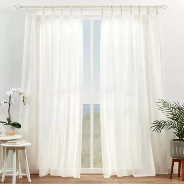 Curtains & Drapes-Kirkland's Home Oatmeal Braided 2-Pc. Curtain Panel Set, 108 In. White/Tan