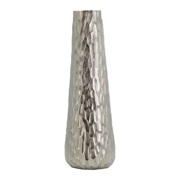 Vases-Kirkland's Home Oblong Dimpled Vase Silver