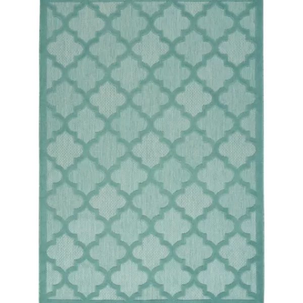 Outdoor Rugs-Kirkland's Home Ocean Aqua Trellis Outdoor Area Rug, 4X6 Blue