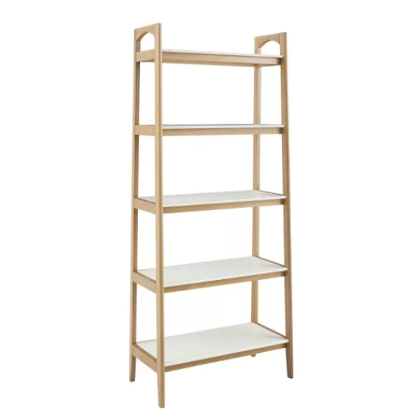 Bookshelves-Kirkland's Home Off White Wood Shelves With Natural Frame Bookcase