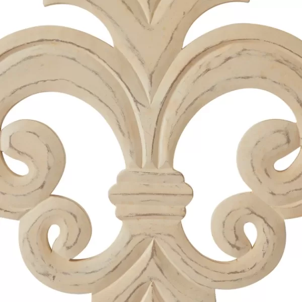 Wall Plaques-Kirkland's Home Off-White Distressed Fleur De Lis Wall Decoration Ivory