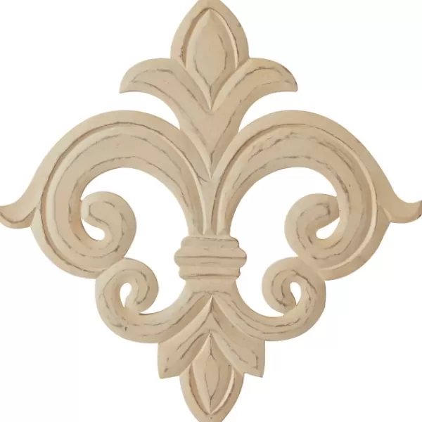 Wall Plaques-Kirkland's Home Off-White Distressed Fleur De Lis Wall Decoration Ivory