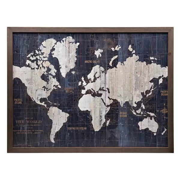 Framed Art-Kirkland's Home Old World Map Framed Art Print White/Blue/Gold