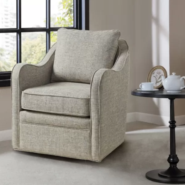 Accent Chairs-Kirkland's Home Olivia Oatmeal Swivel Accent Chair Ivory/Gray