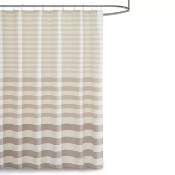 Shower Curtains-Kirkland's Home Ombre Gray Stripe Yarn Dyed Shower Curtain Tan