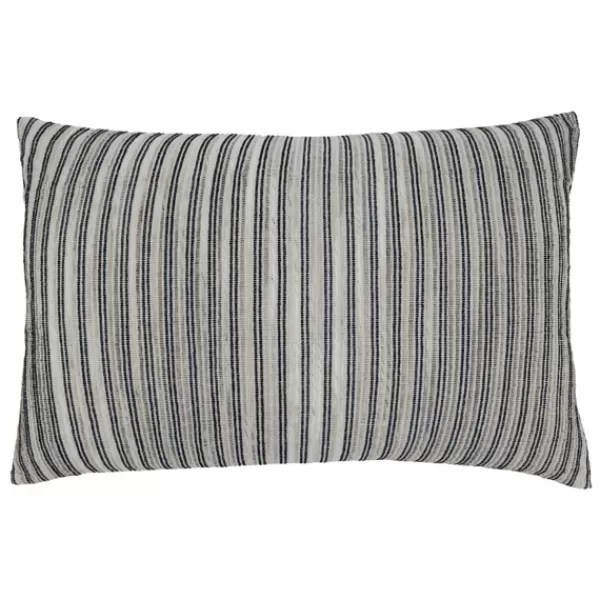 Pillows-Kirkland's Home Onyx Corded Line Stripe Lumbar Throw Pillow Black/Gray/White