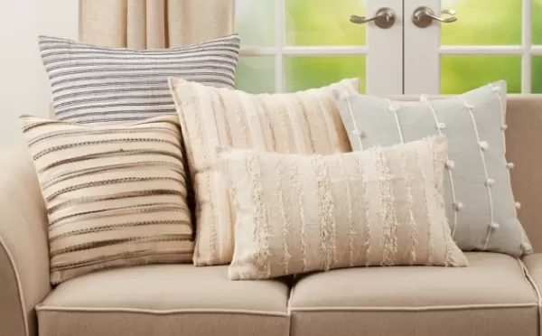 Pillows-Kirkland's Home Onyx Corded Line Stripe Lumbar Throw Pillow Black/Gray/White