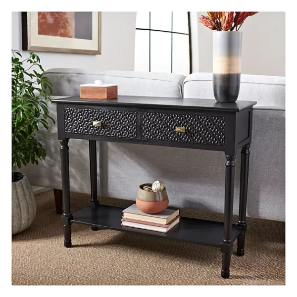 Console Tables-Kirkland's Home Onyx Raised Texture Diamond Console Table Black