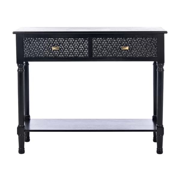 Console Tables-Kirkland's Home Onyx Raised Texture Diamond Console Table Black