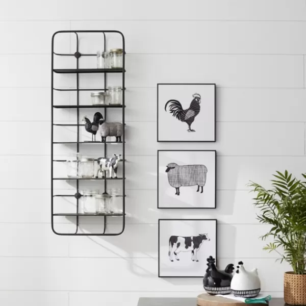 Shelves-Kirkland's Home Onyx Squared Iron Grid Wall Shelves