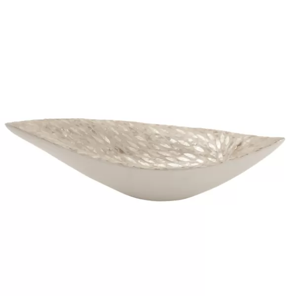 Decorative Bowls & Jars-Kirkland's Home Opalescent Mussel Shell Inlay Bowl White/Ivory