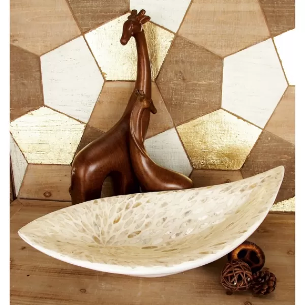 Decorative Bowls & Jars-Kirkland's Home Opalescent Mussel Shell Inlay Bowl White/Ivory